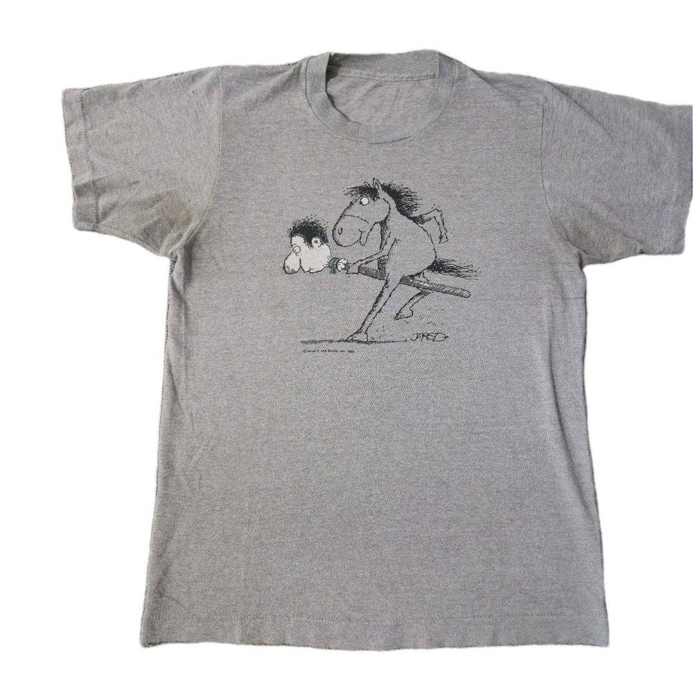 Vintage Jared E Lee Studio 1984 Horse Shoe Graphic T-Shirt Single Stitch USA S